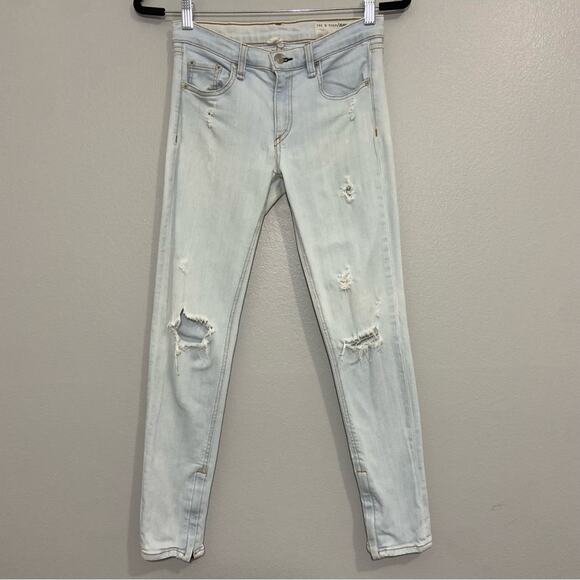 Rag & Bone Zipper Capri Low Rise Distressed Jeans - Picture 1 of 10